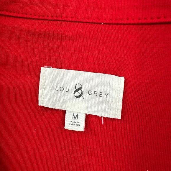 Lou & Grey Red Collared Split Neck Sleeveless Pullover Casual Top Size Medium - Picture 4 of 10